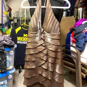 Cute, brown shimmer halter dress